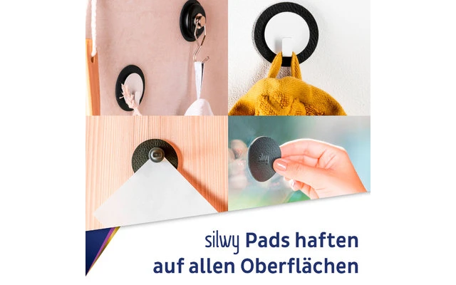 Silwy The One Metal Magnet Hook Incl. Metal Nano Gel Pad 6,5 Cm 2-pcs. Negro 9 Silwy The One Metal Magnet Hook Incl. Metal Nano Gel Pad 6,5 Cm 2-pcs. Negro - Imagen 7