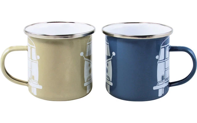 Colección VW T1 Bus Juego De Tazas De Esmalte 2 Piezas 350 Ml Verde / Rosa 3 Colección VW T1 Bus Juego De Tazas De Esmalte 2 Piezas 350 Ml Verde / Rosa