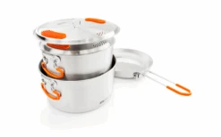 GSI Base Inoxidable Camper Set De Cocina Medio 6 Piezas 2 Ollas 2 / 3 Litros Sartén 22,8 Cm